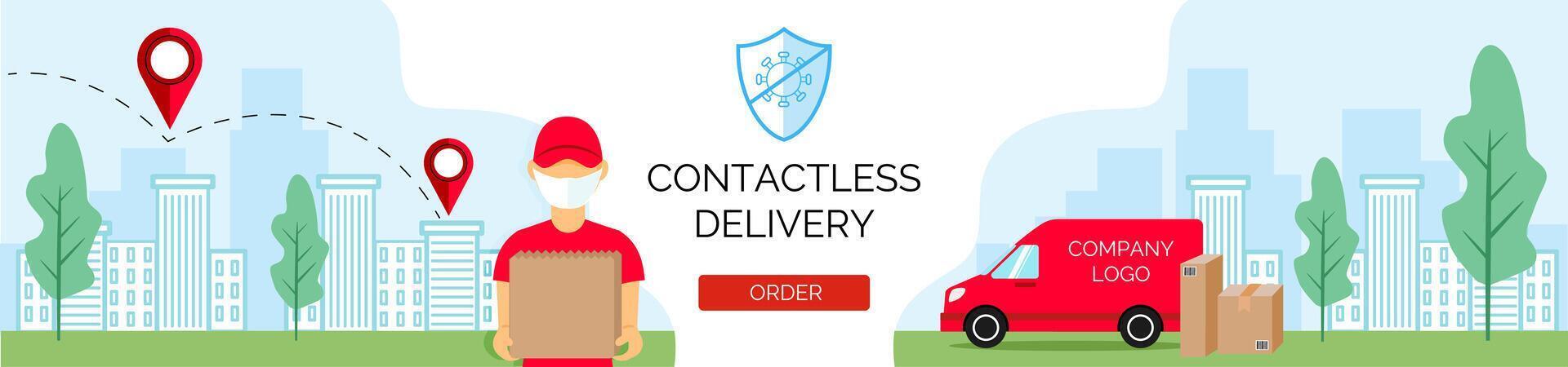 Contactless delivery template for banner vector