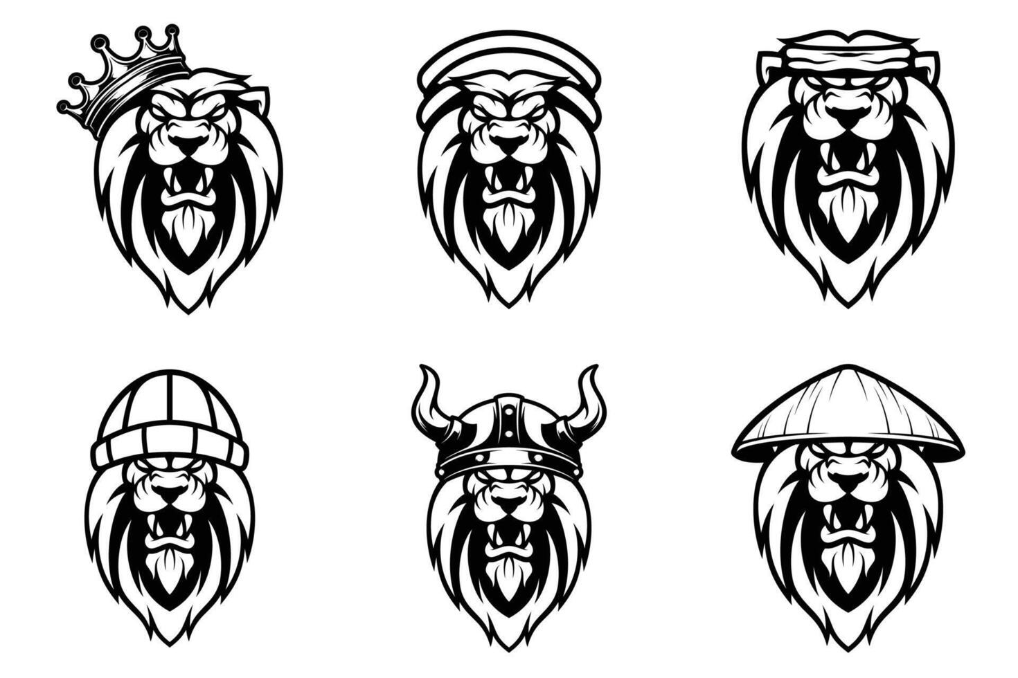 Lion Bundle Outline Version vector