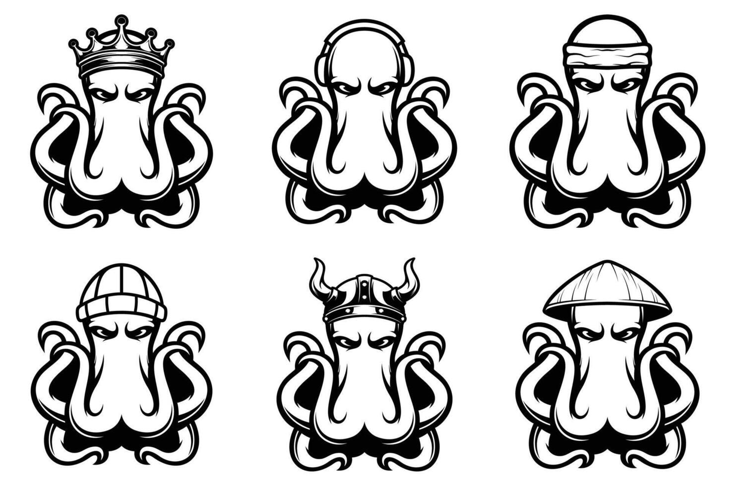 Octopus Bundle Outline Version vector