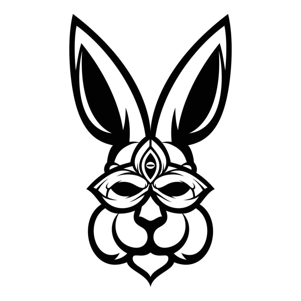 Rabbit Mask Outline Version vector