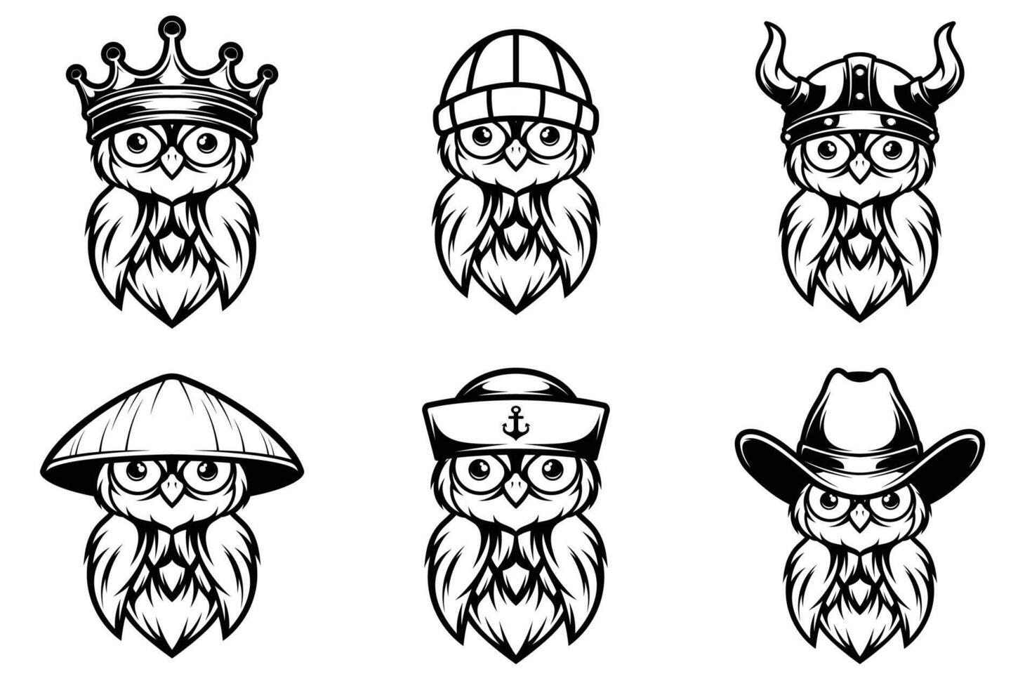 Owl Bundle Outline Version vector
