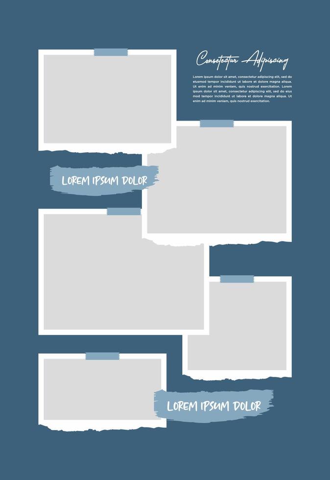 Pictures or photos frame collage abstract photo frames and digital photo wall template vector