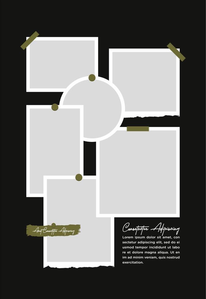 Pictures or photos frame collage. comics page grid layout abstract photo frames and digital photo wall template vector