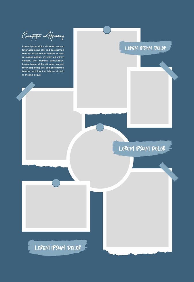 Pictures or photos frame collage abstract photo frames and digital photo wall template vector