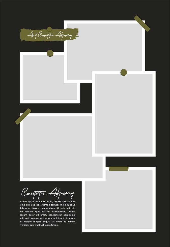 Pictures or photos frame collage. comics page grid layout abstract photo frames and digital photo wall template vector