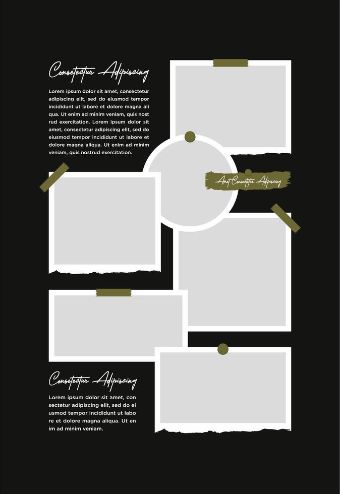Pictures or photos frame collage. comics page grid layout abstract photo frames and digital photo wall template vector