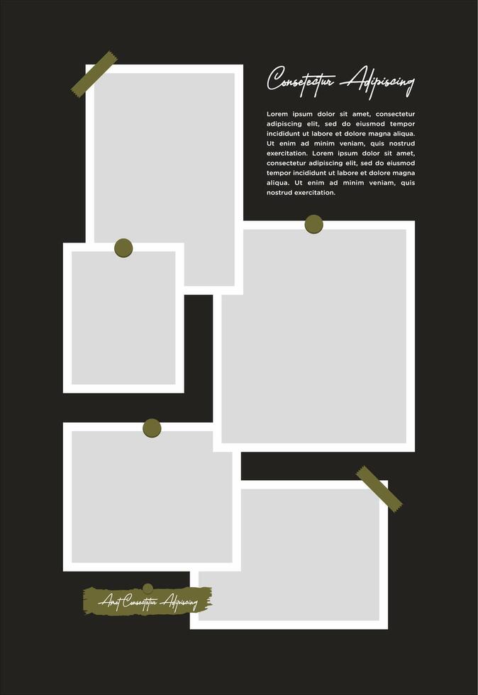 Pictures or photos frame collage. comics page grid layout abstract photo frames and digital photo wall template vector