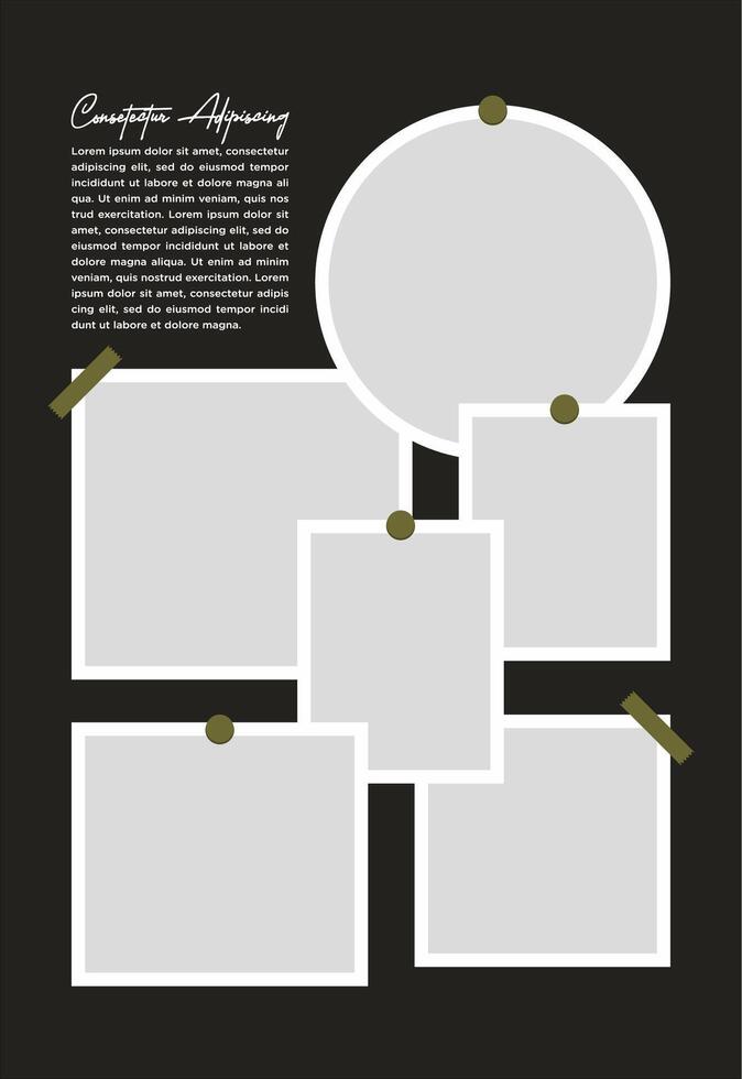 Pictures or photos frame collage. comics page grid layout abstract photo frames and digital photo wall template vector