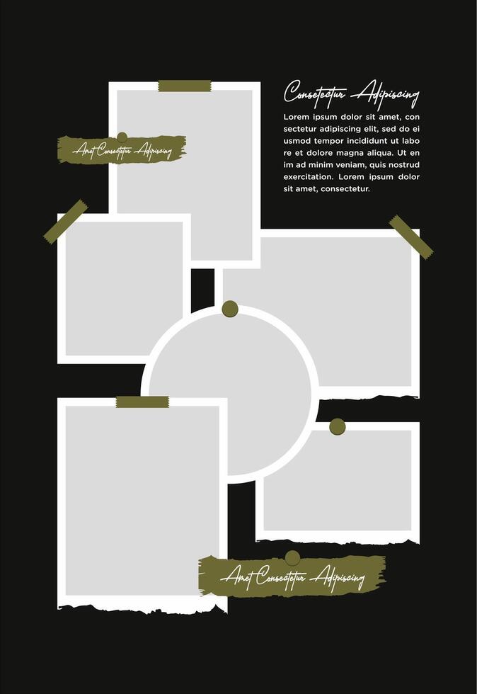 Pictures or photos frame collage. comics page grid layout abstract photo frames and digital photo wall template vector