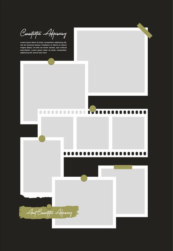 Pictures or photos frame collage. comics page grid layout abstract photo frames and digital photo wall template vector