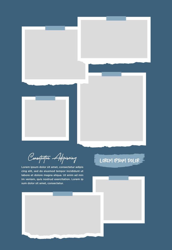 Pictures or photos frame collage abstract photo frames and digital photo wall template vector