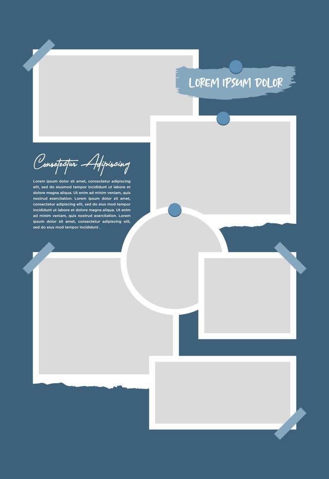 Pictures or photos frame collage abstract photo frames and digital photo wall template vector