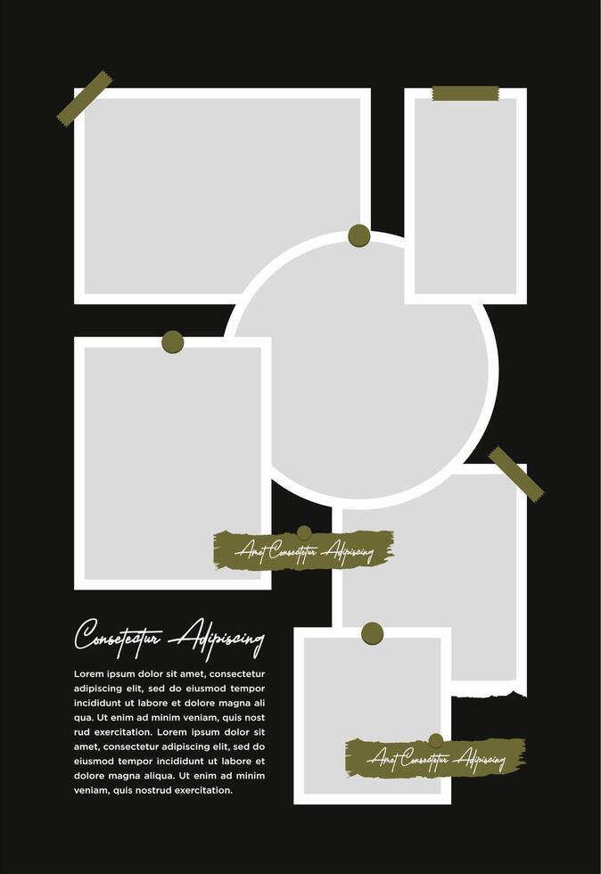 Pictures or photos frame collage. comics page grid layout abstract photo frames and digital photo wall template vector