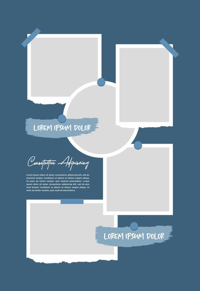 Pictures or photos frame collage abstract photo frames and digital photo wall template vector