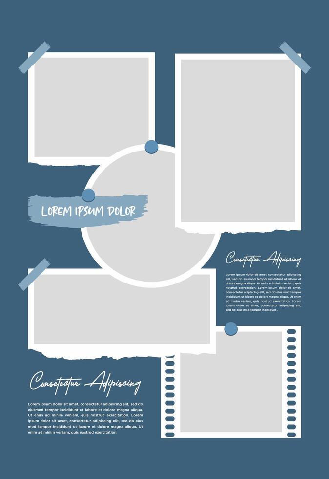 Pictures or photos frame collage abstract photo frames and digital photo wall template vector