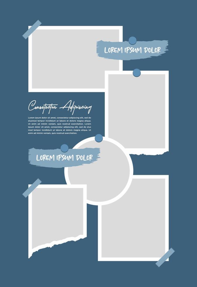 Pictures or photos frame collage abstract photo frames and digital photo wall template vector