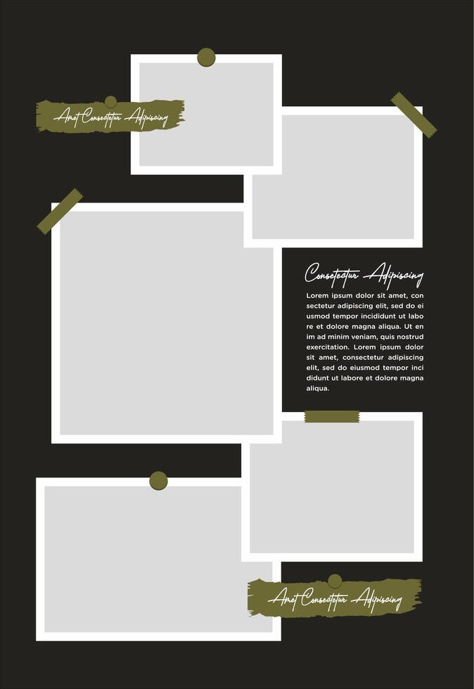 Pictures or photos frame collage. comics page grid layout abstract photo frames and digital photo wall template vector