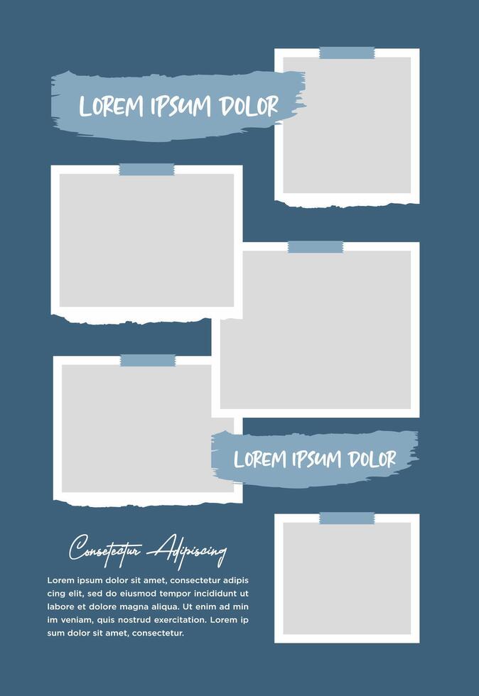 Pictures or photos frame collage abstract photo frames and digital photo wall template vector