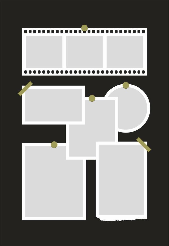 Pictures or photos frame collage. comics page grid layout abstract photo frames and digital photo wall template vector