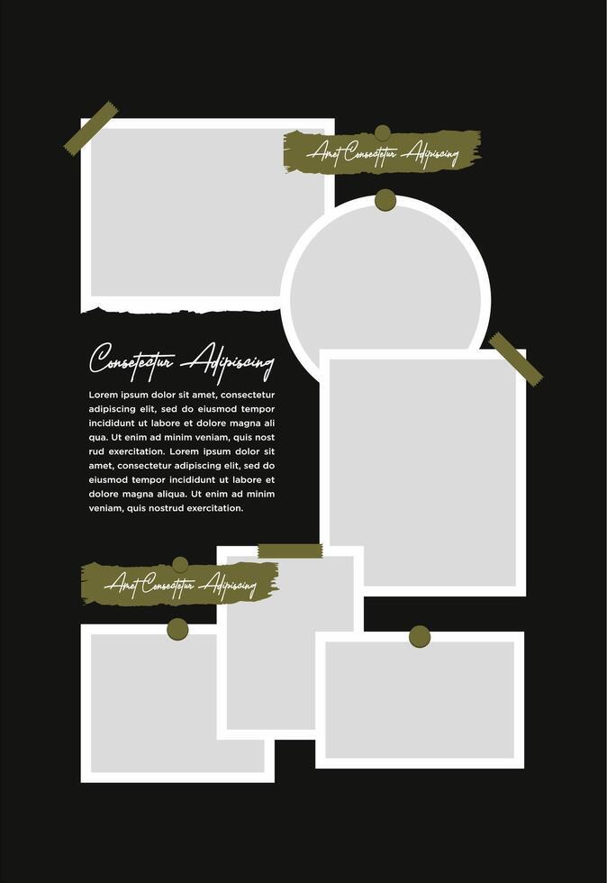 Pictures or photos frame collage. comics page grid layout abstract photo frames and digital photo wall template vector