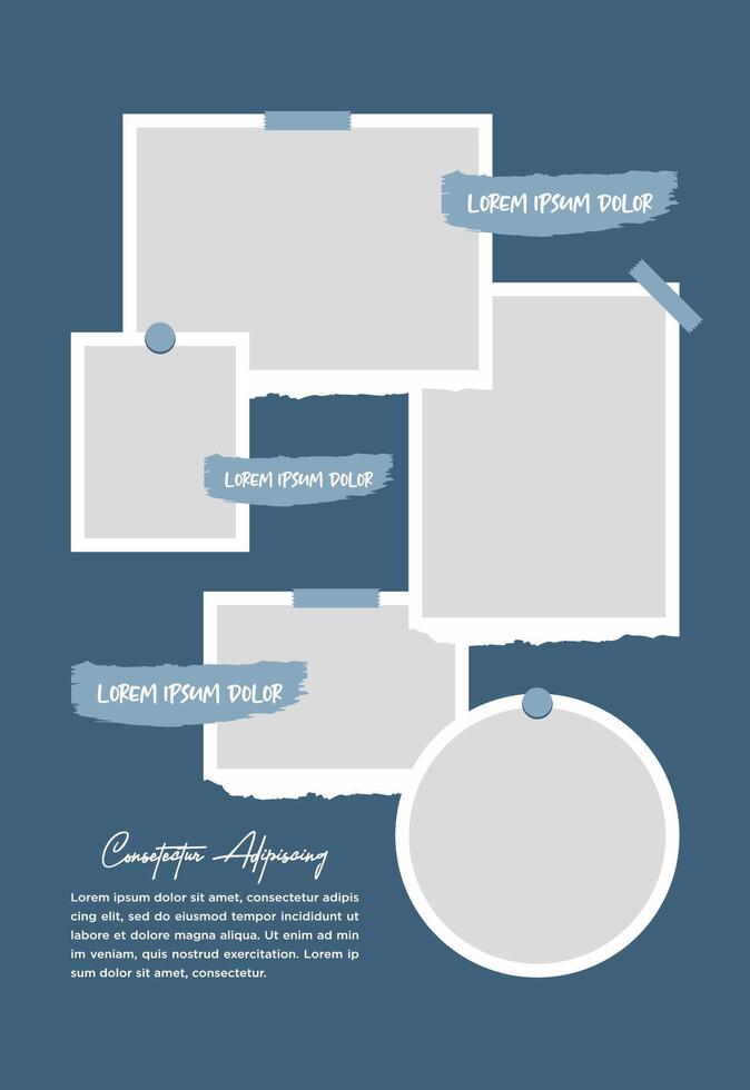 Pictures or photos frame collage abstract photo frames and digital photo wall template vector