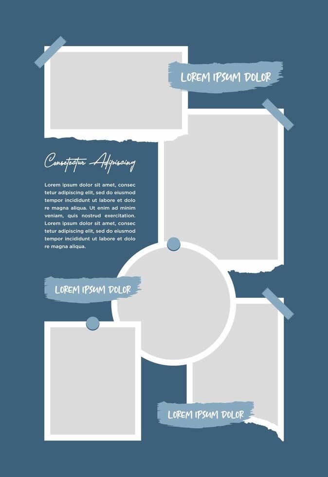 Pictures or photos frame collage abstract photo frames and digital photo wall template vector