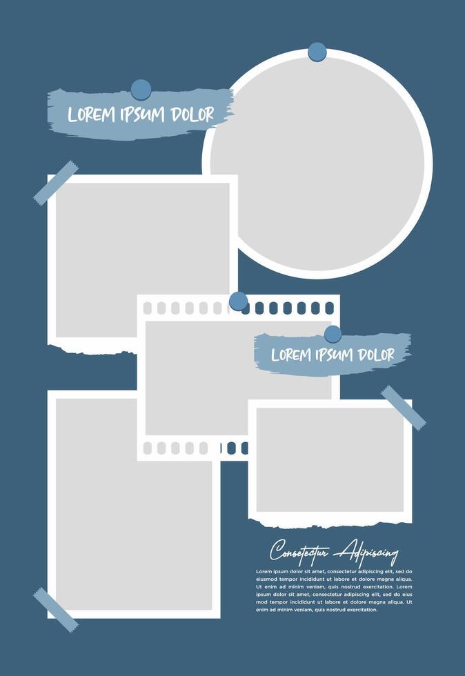 Pictures or photos frame collage abstract photo frames and digital photo wall template vector