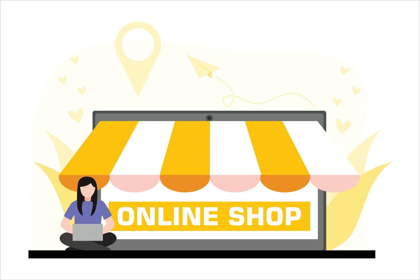Online Shopping Flat Illustration Design vector