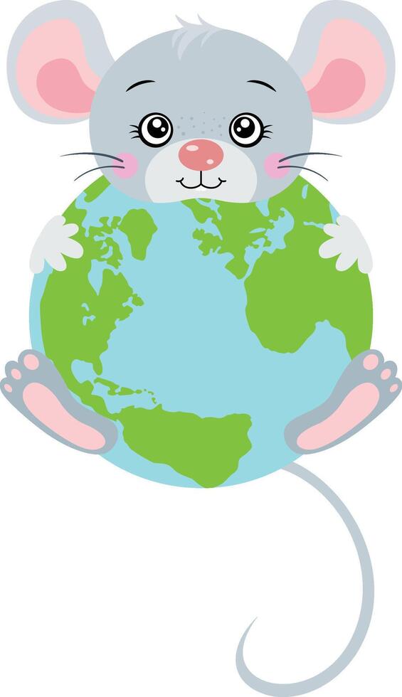 linda ratón con un globo vector