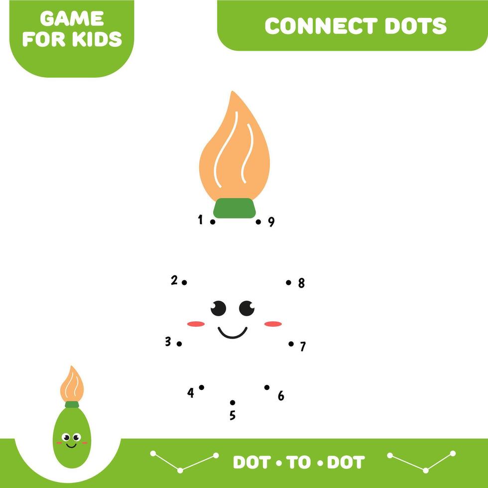 Dot to dot brush educational game for preschool kids. Activity worksheet. Handwriting practice vector