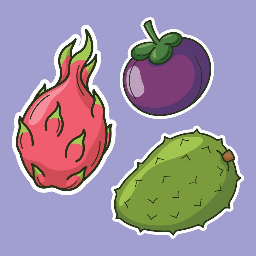 Exotic Tropical Fruits Cartoon Arts vector