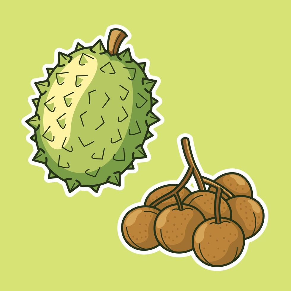 Exotic Tropical Fruits Cartoon Arts vector