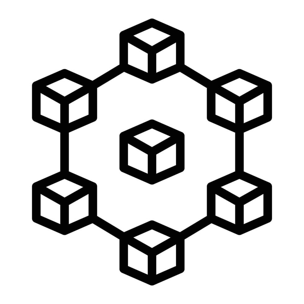 Blockchain Vector Line Icon Design