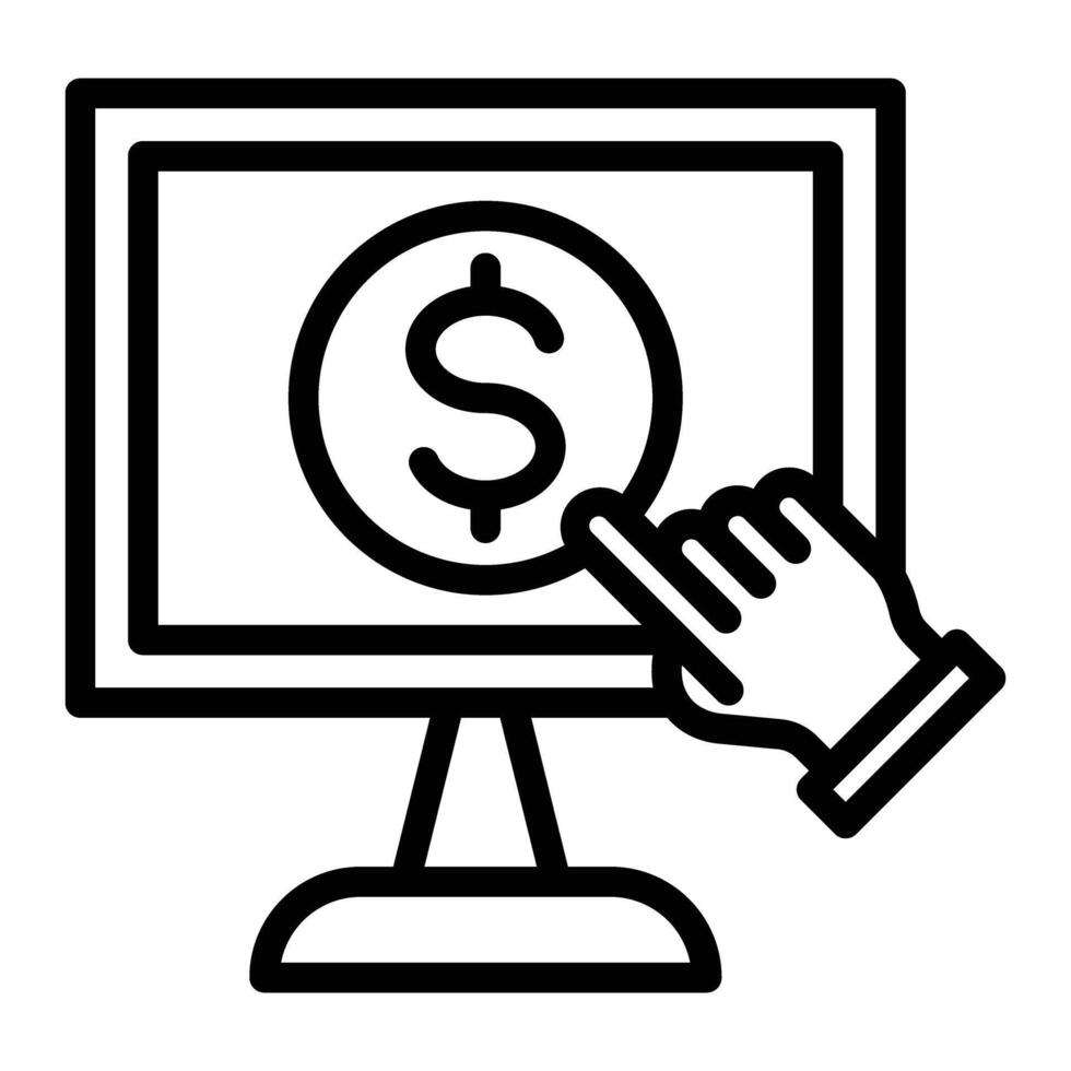 Online Payment Vector Line Icon Design
