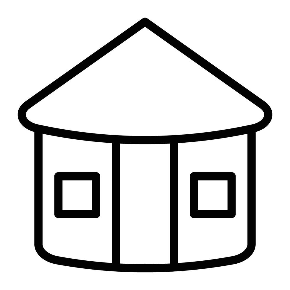 Hut Vector Line Icon Design