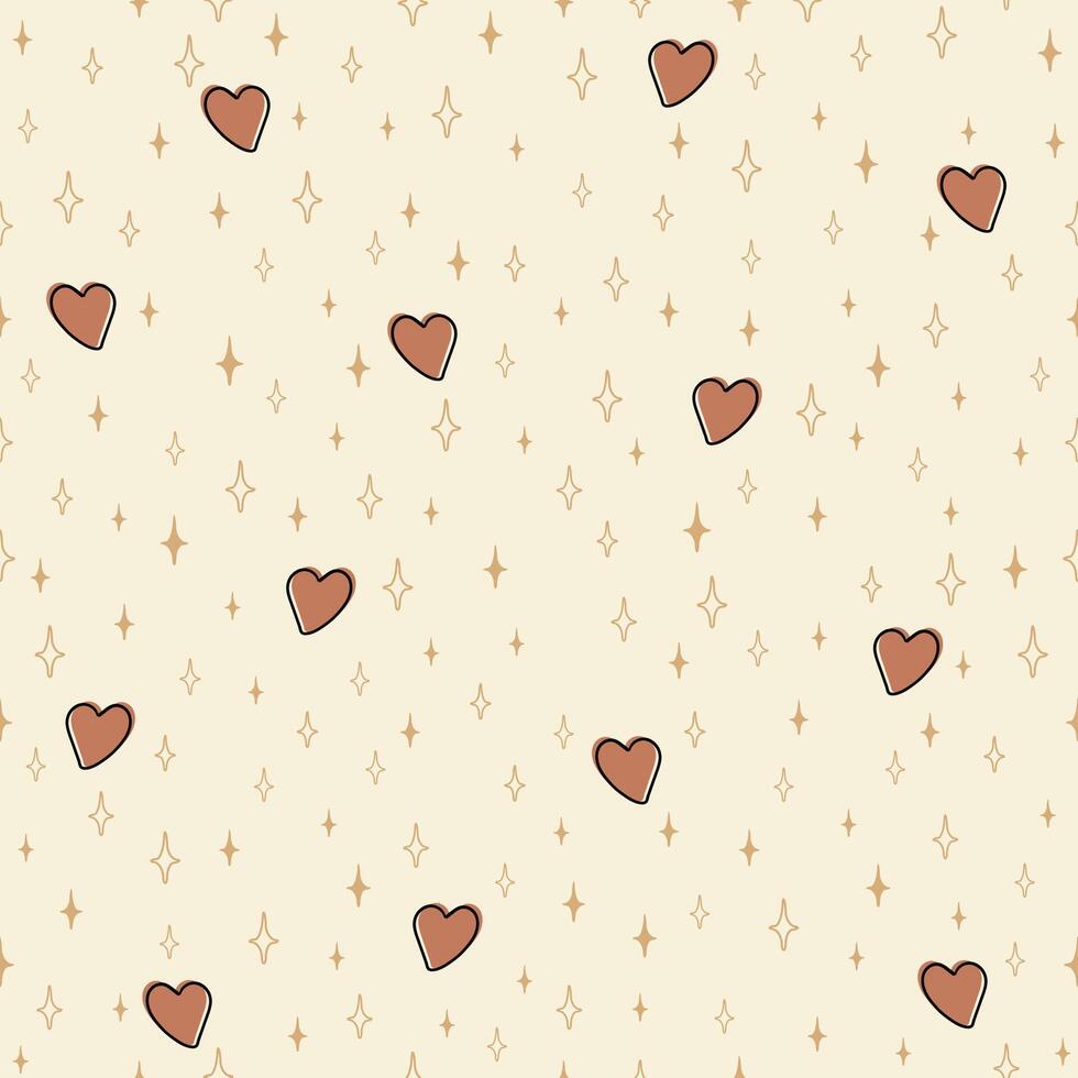 Hand drawn doodle Happy Valentine Day hearts seamless pattern. Happy mothers day art. vector
