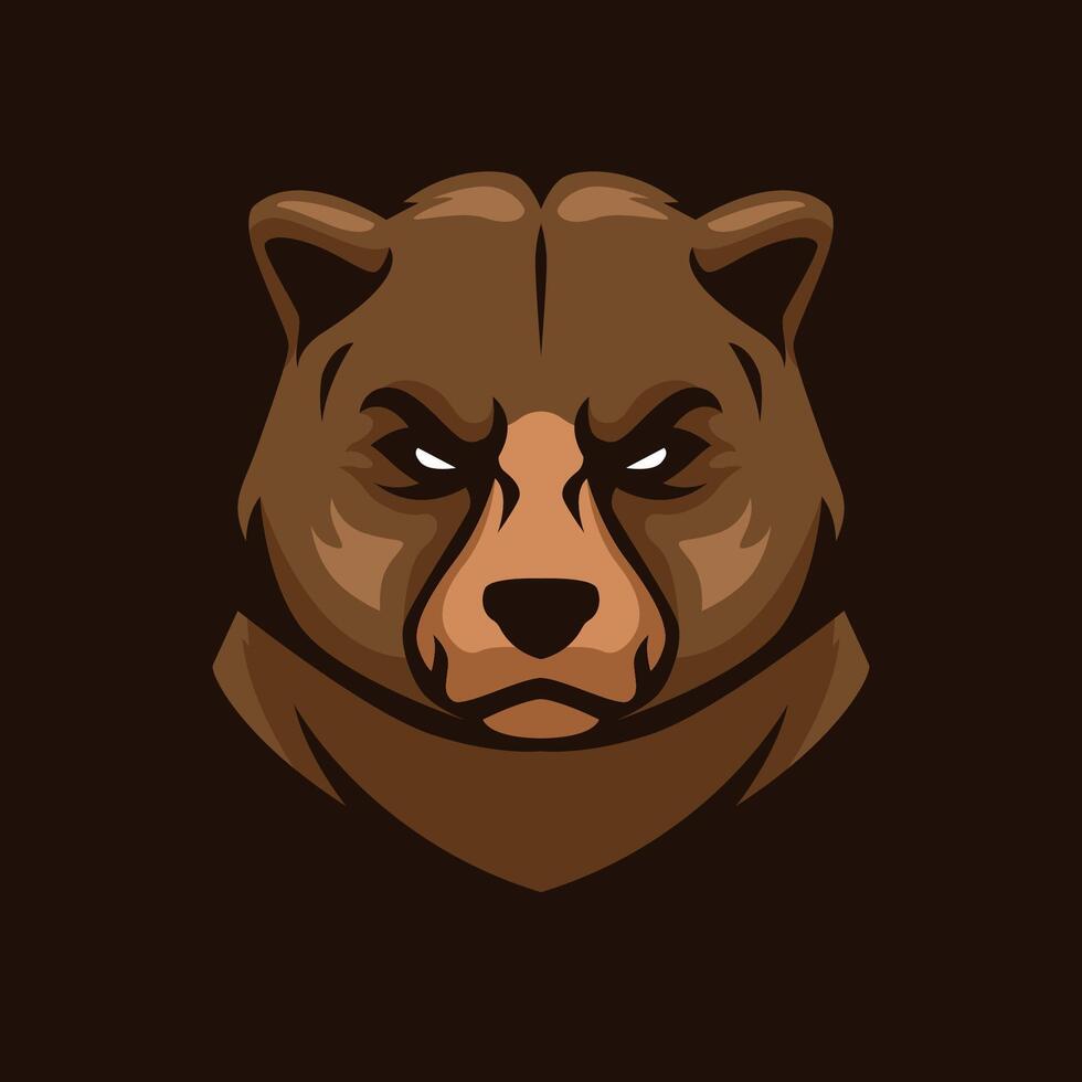 Grizzly bear head mascot logo esports vector