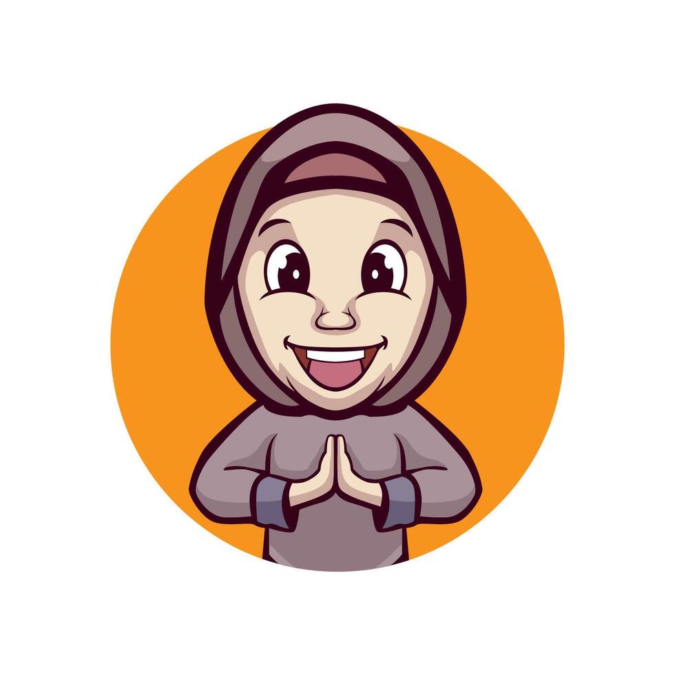Hijab girl give a greetings pose vector