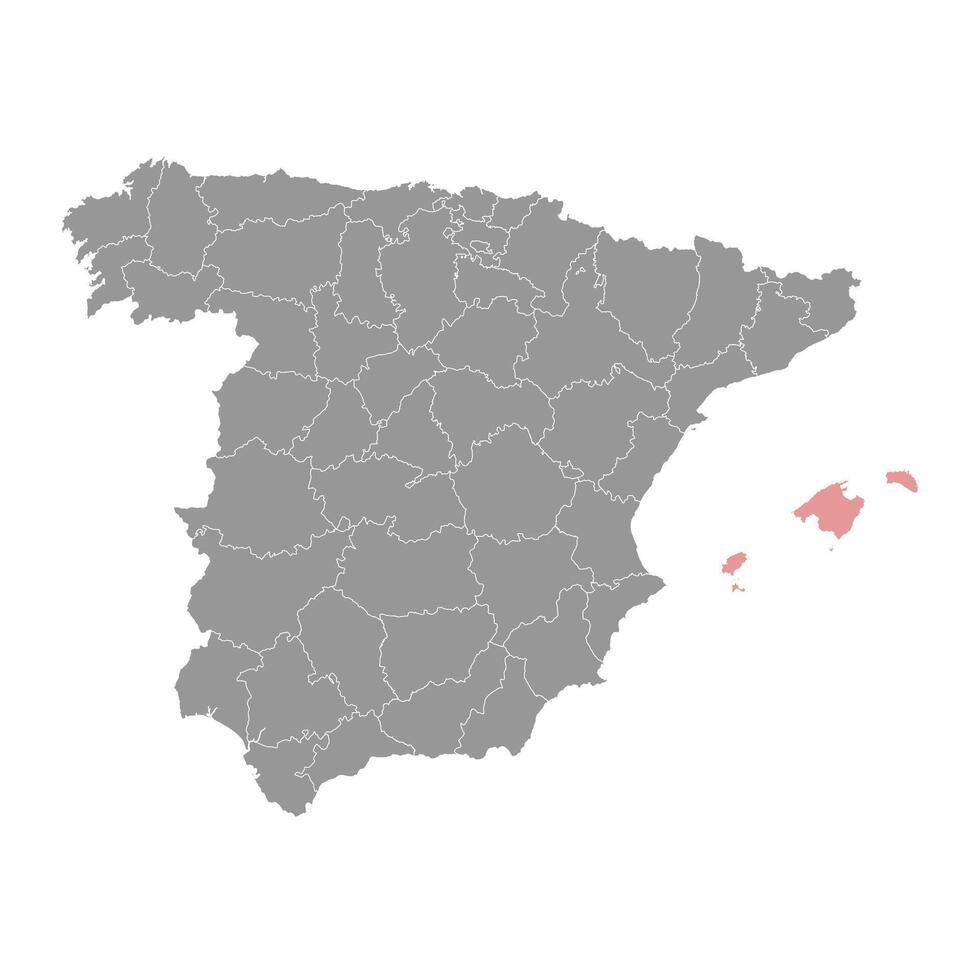 Balearic Islands map, administrative division of Spain. illustration. vector