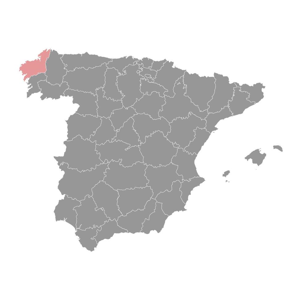 Map of the Province of A Coruna, administrative division of Spain. illustration. vector
