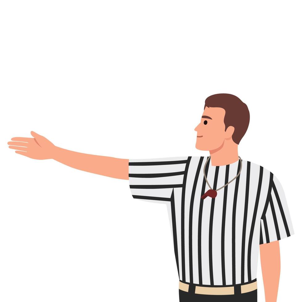 Referee Blowing Whistle and Calling First Down On Play. vector