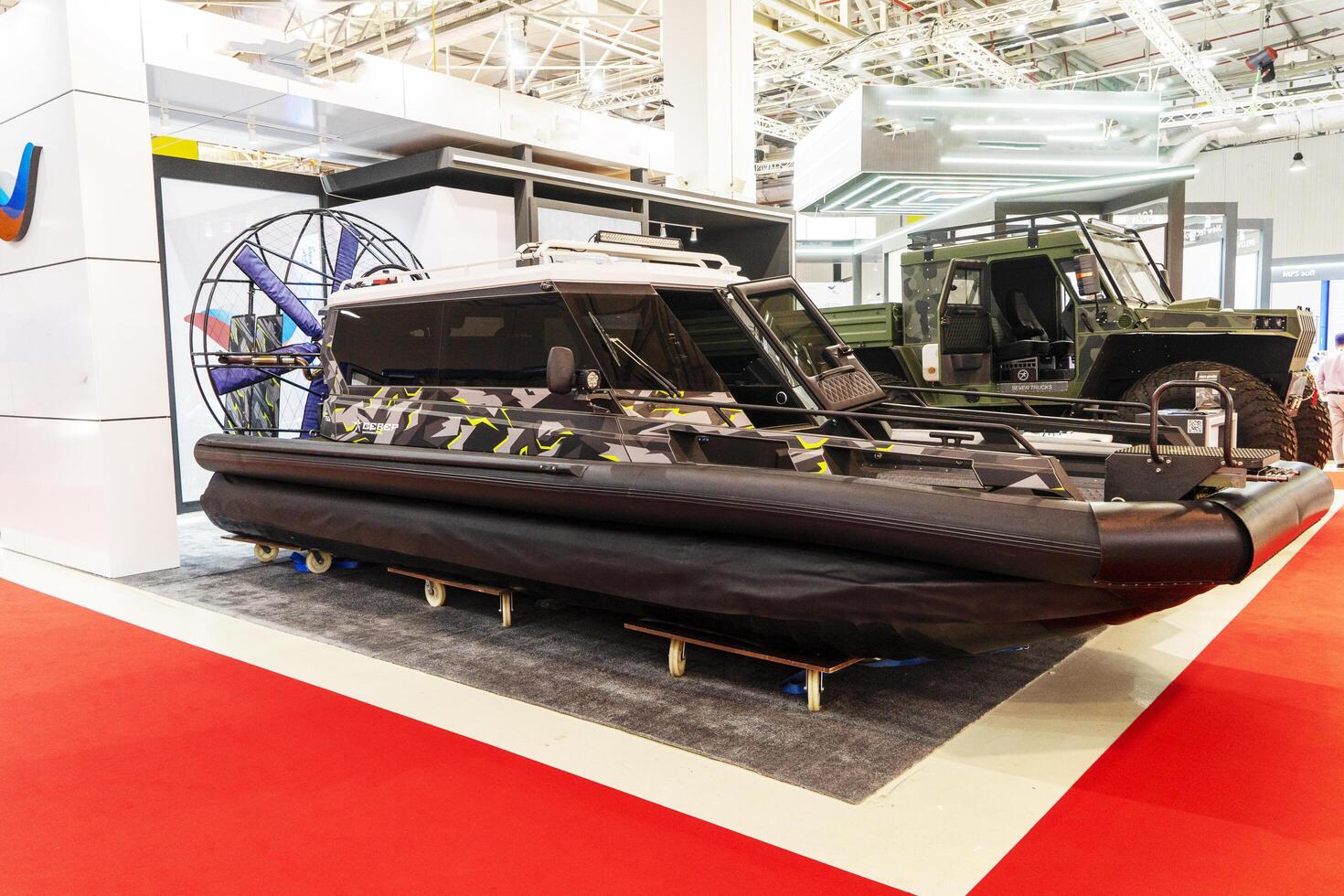 BAKU, AZERBAIJAN - JUNE 03, 2023 . Various ships, bulk carriers, for the transportation of oil, gas, construction materials for the oil and gas industry at the exhibition. photo