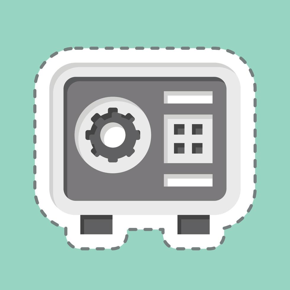 Sticker line cut Safebox. related to Security symbol. simple design illustration vector