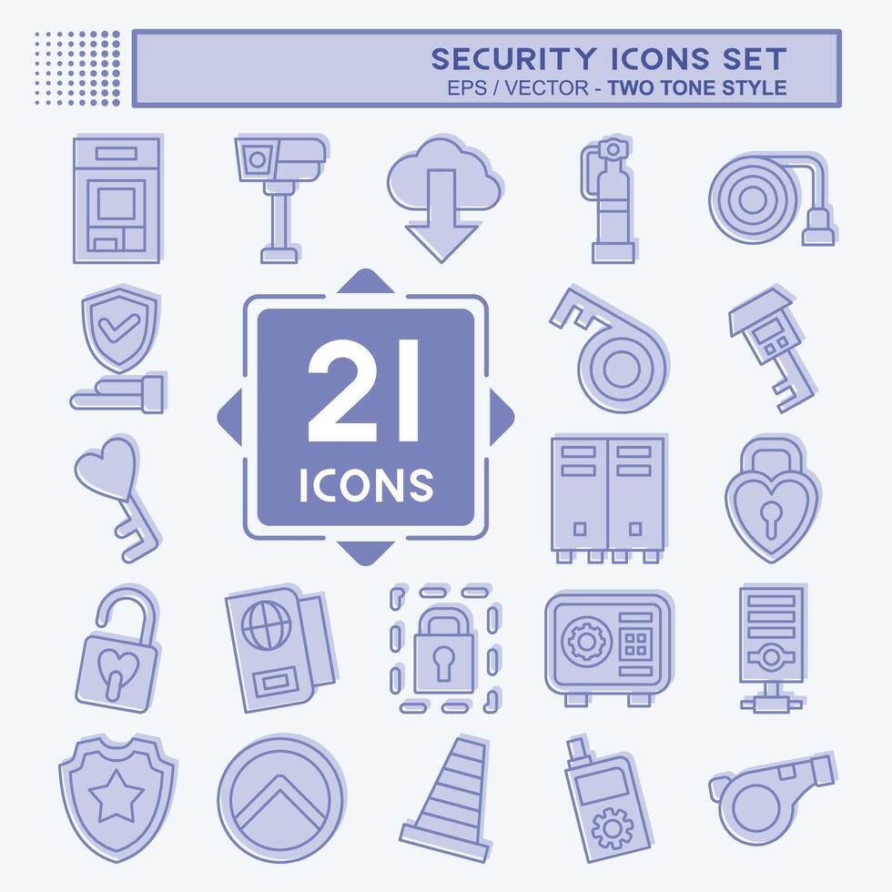 Icon Set Security. related to Technology symbol. two tone style. simple design illustration vector