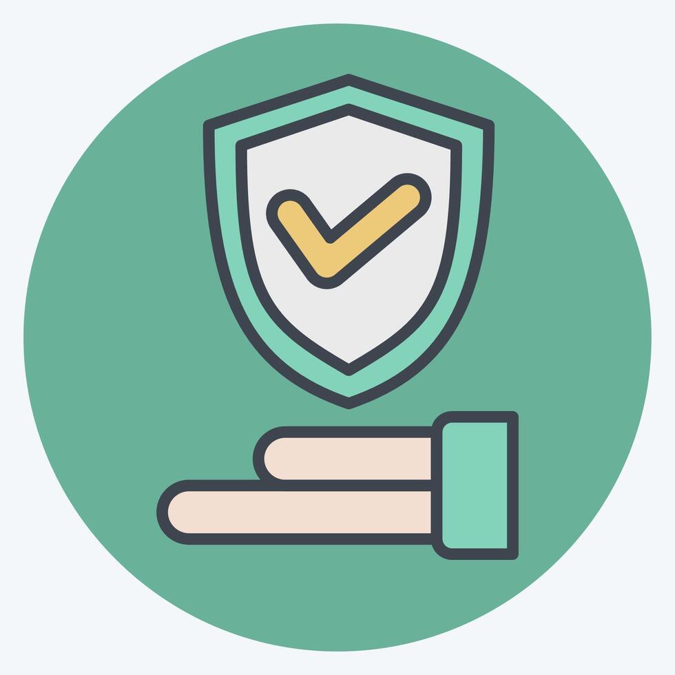 Icon Insurance. related to Security symbol. color mate style. simple design illustration vector