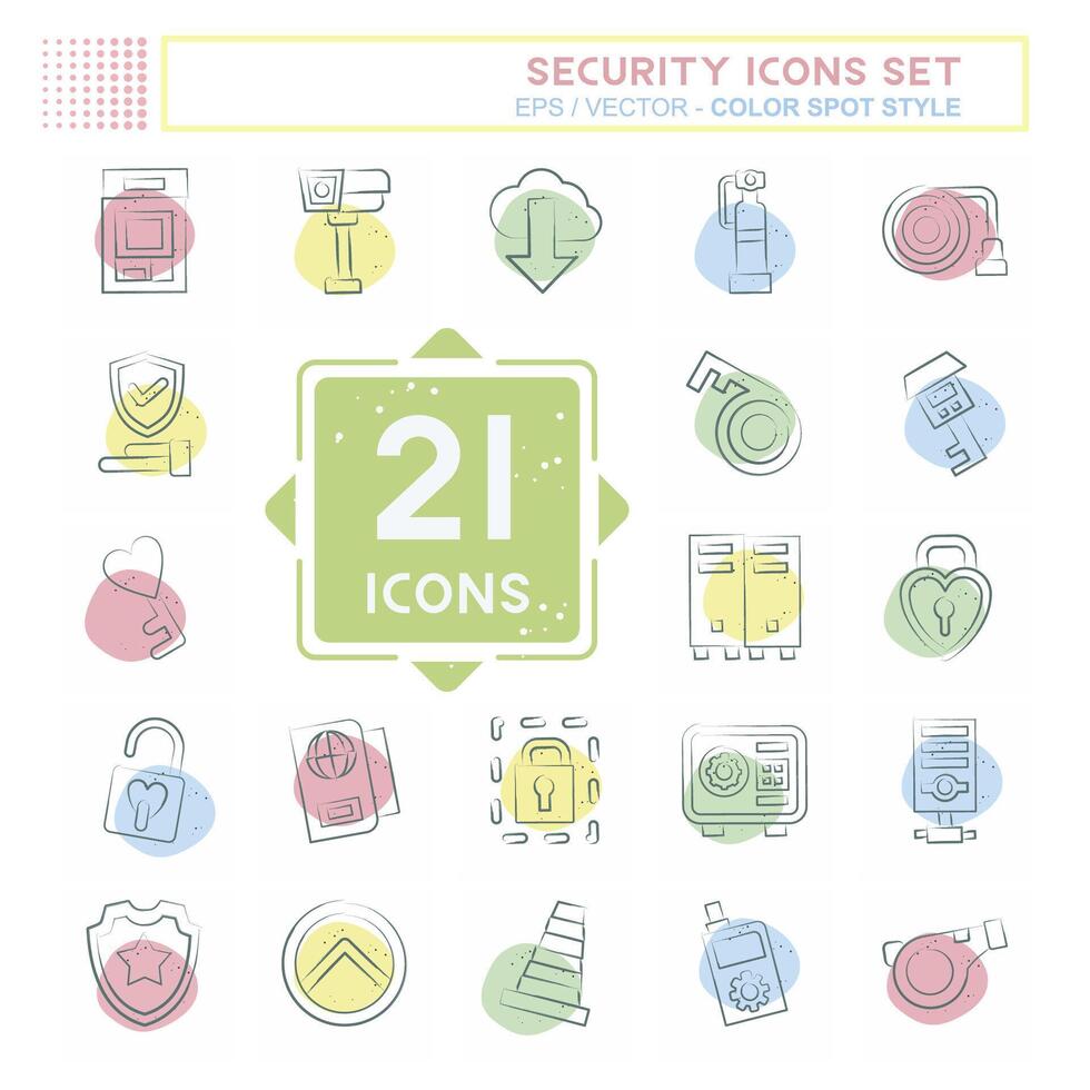 Icon Set Security. related to Technology symbol. Color Spot Style. simple design illustration vector
