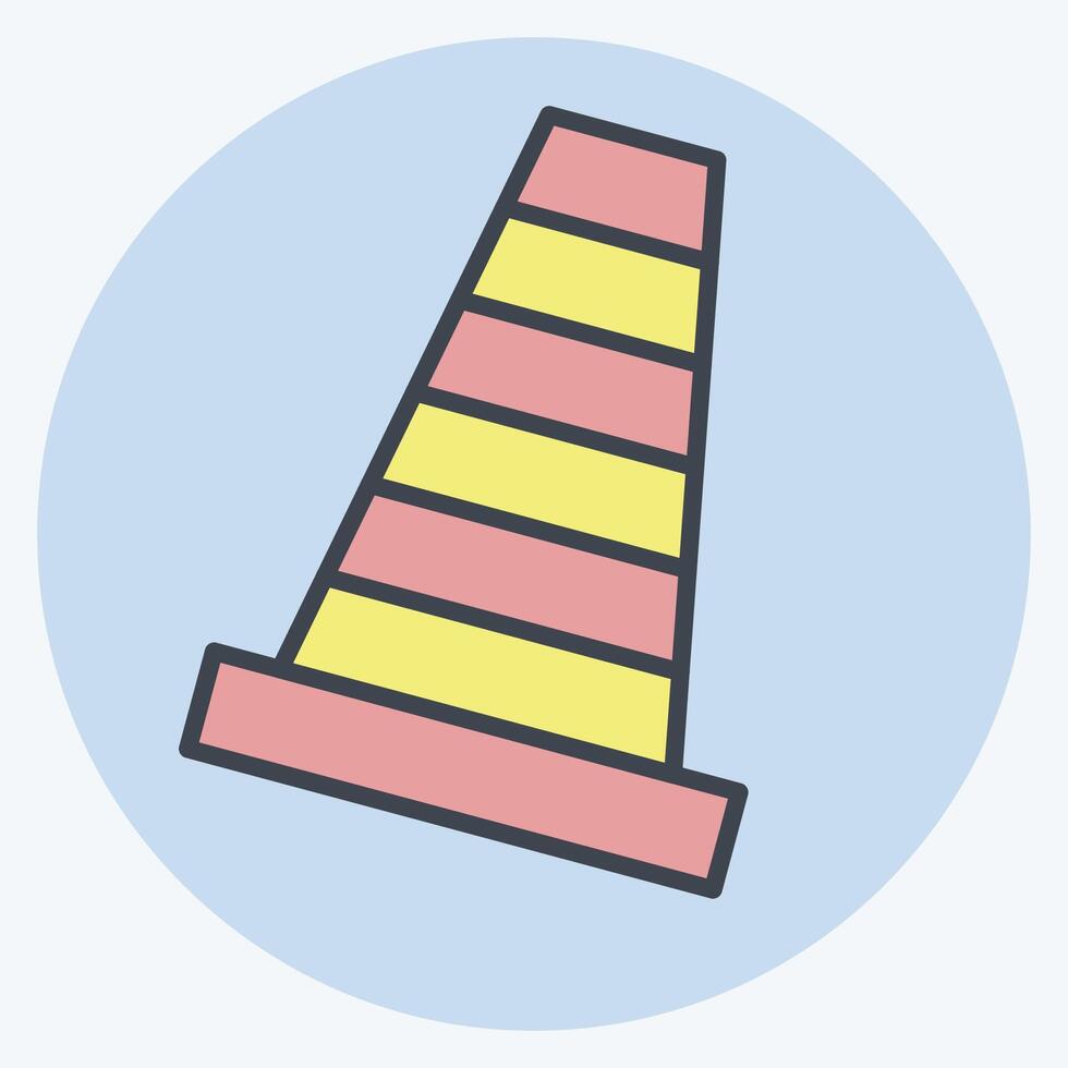 Icon Traffic Cone. related to Security symbol. color mate style. simple design illustration vector