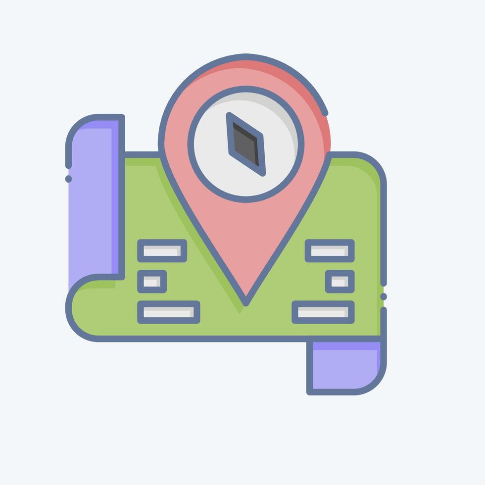 Icon Tourist Map. related to Hotel Service symbol. doodle style. simple design illustration vector
