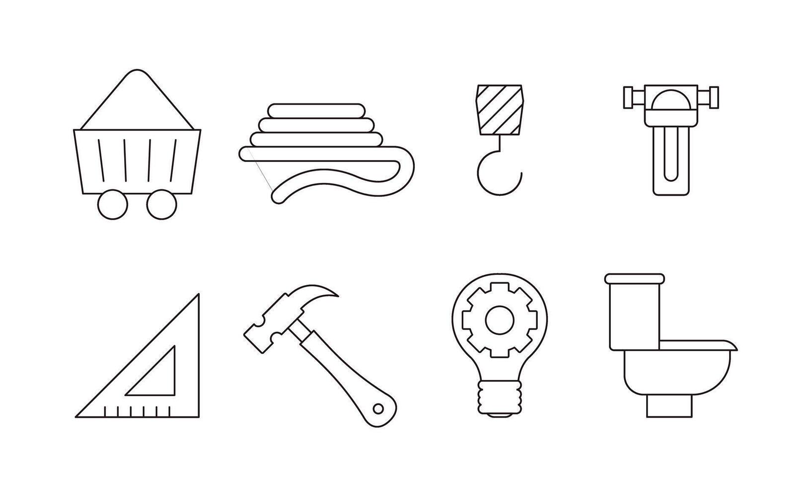 Outline web icons set building, construction and home repair tools vector