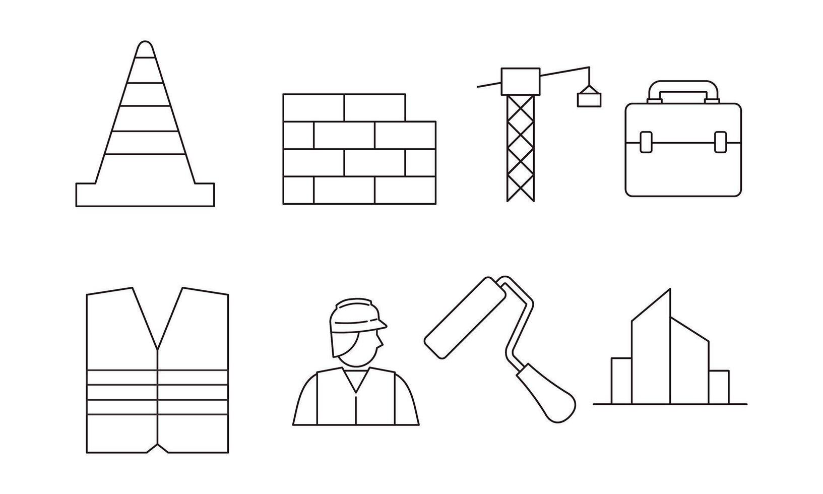 Outline web icons set building, construction and home repair tools vector